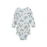 Baby onesie with elfs pattern on a white background