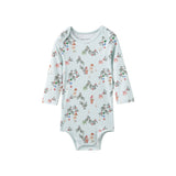 Baby onesie with elfs pattern on a white background