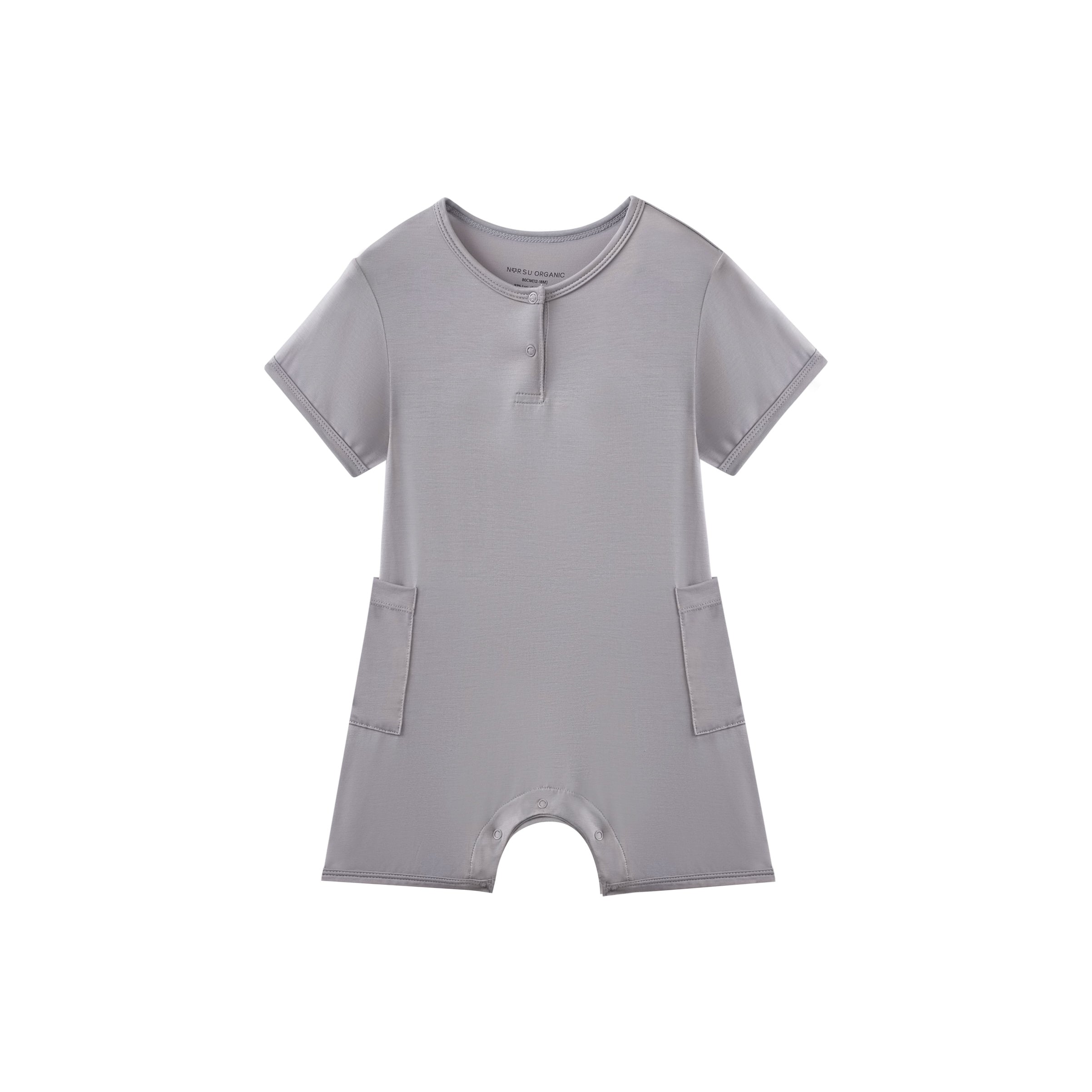 Gray baby romper on a white background