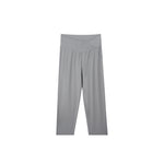 Light gray high-waisted athletic leggings with a crossover waistband, shown flat against a solid white background.