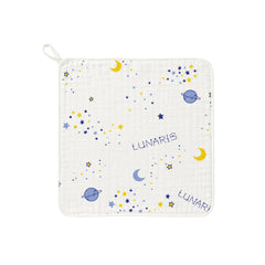 Potholder with space-themed design and 'LUNARIS' branding on a white background