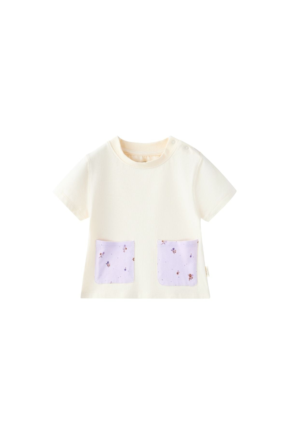 Front of Toddler Organic Cotton Pocket T-shirt-Antique White