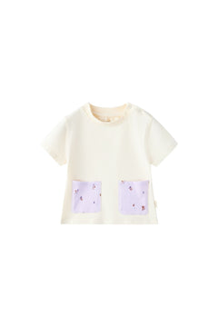 Front of Toddler Organic Cotton Pocket T-shirt-Antique White