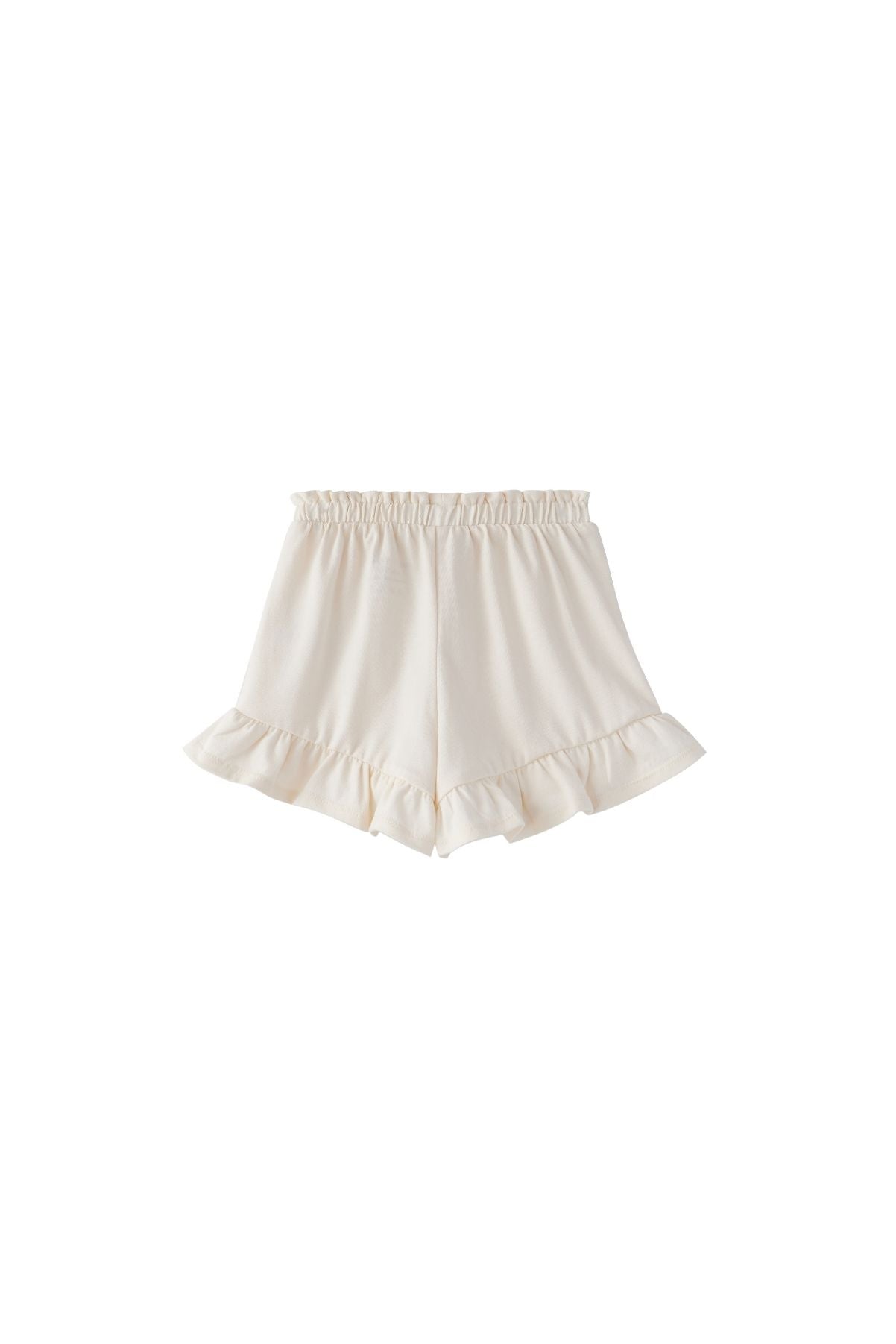 Back of Toddler Organi Ruffle Shorts-Antique White