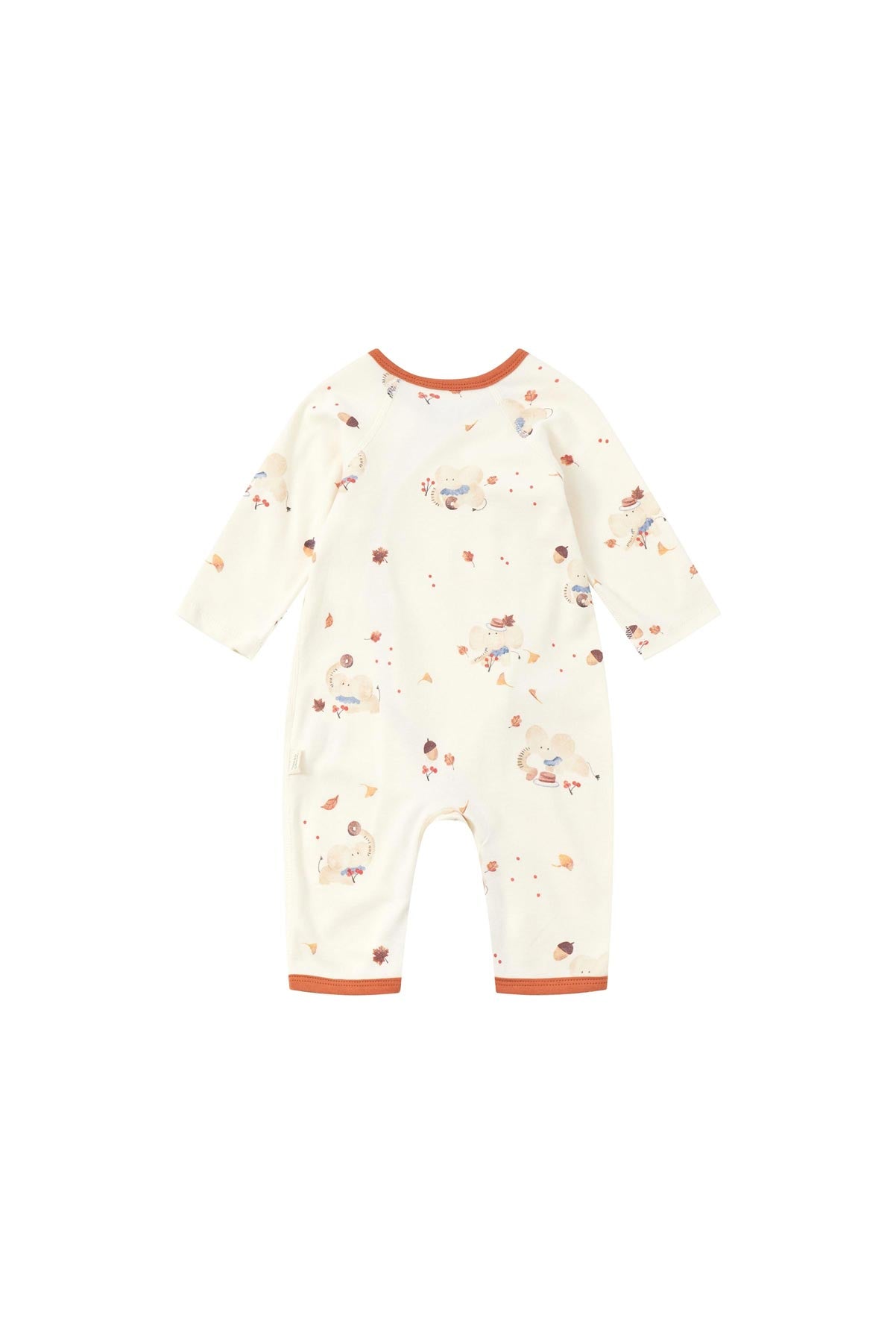 back of Baby Organic Kimono Sleeper-Maple Leaf