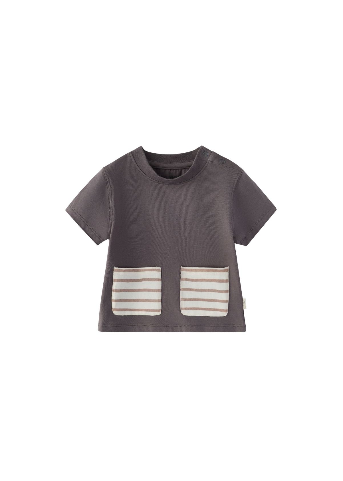 Front of Toddler Organic Cotton Pocket T-shirt-Dark grey