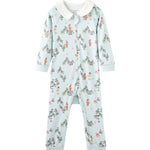 baby zip up sleeper with jolly pattern on a white background