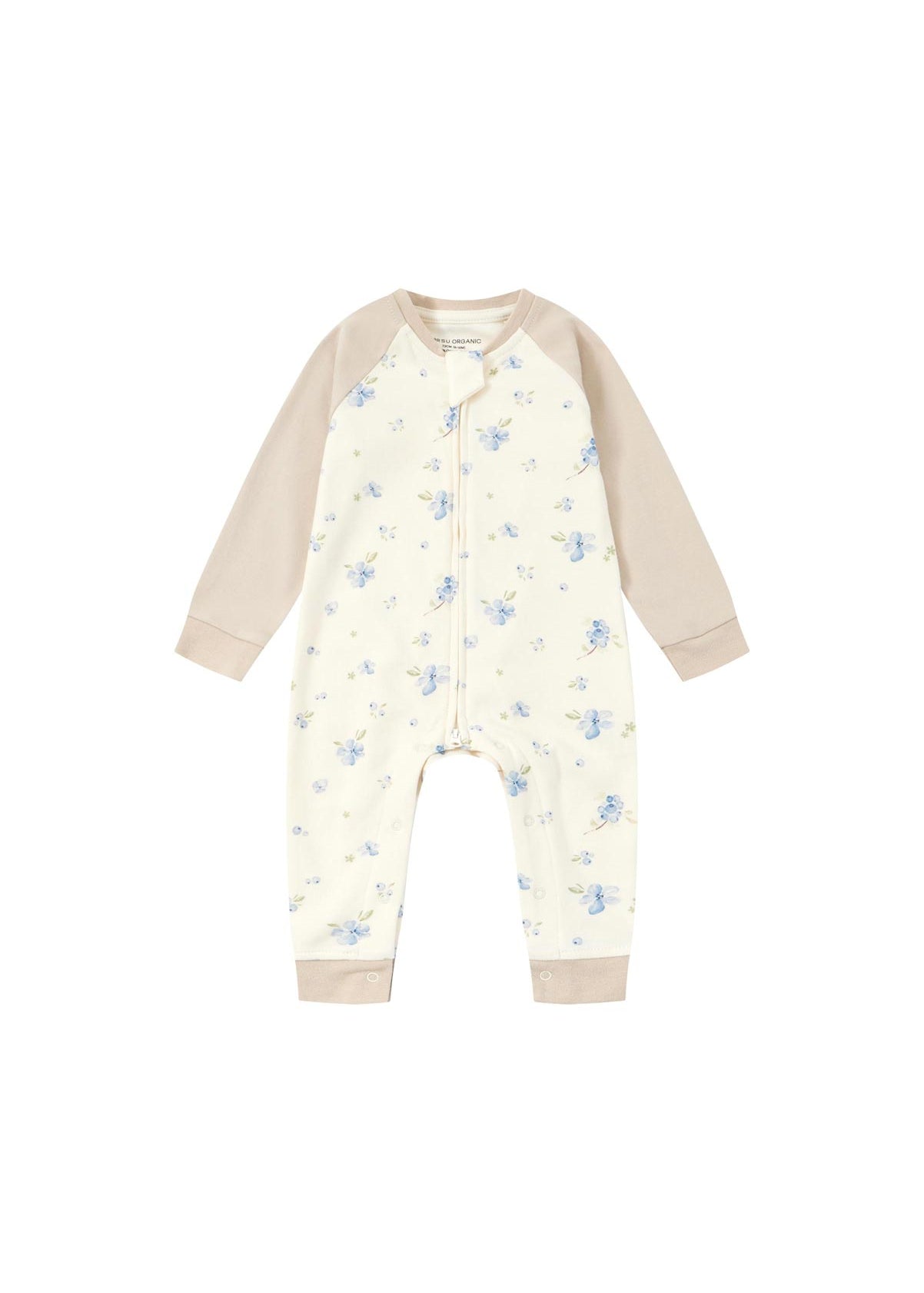 Front Of Baby Organic Cotton Zip-up Sleeper-Blueberry