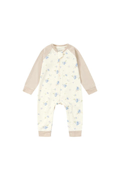 Front Of Baby Organic Cotton Zip-up Sleeper-Blueberry