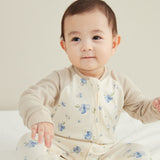 Model Wearing Baby Organic Cotton Zip-up Sleeper-Blueberry