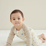Model Wearing Baby Organic Cotton Zip-up Sleeper-Blueberry