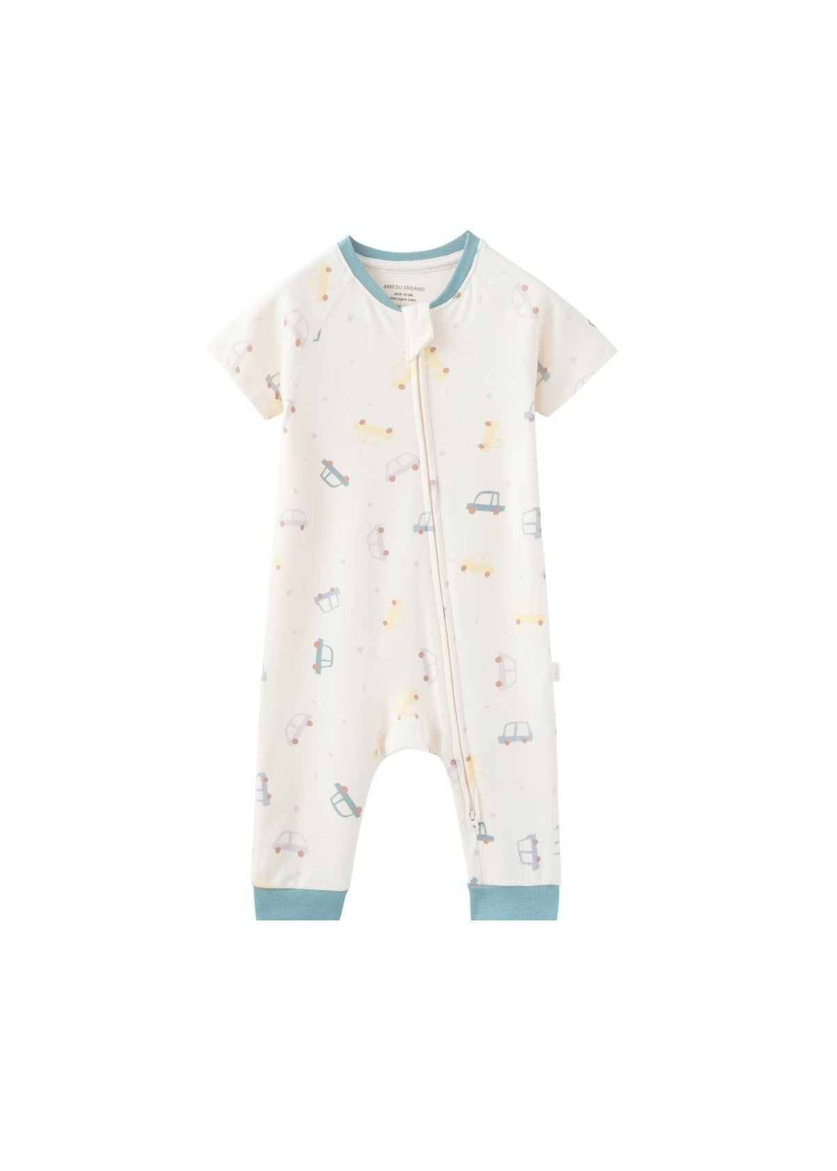Front of Baby Organic Cotton Zip-up Sleeper-Cars