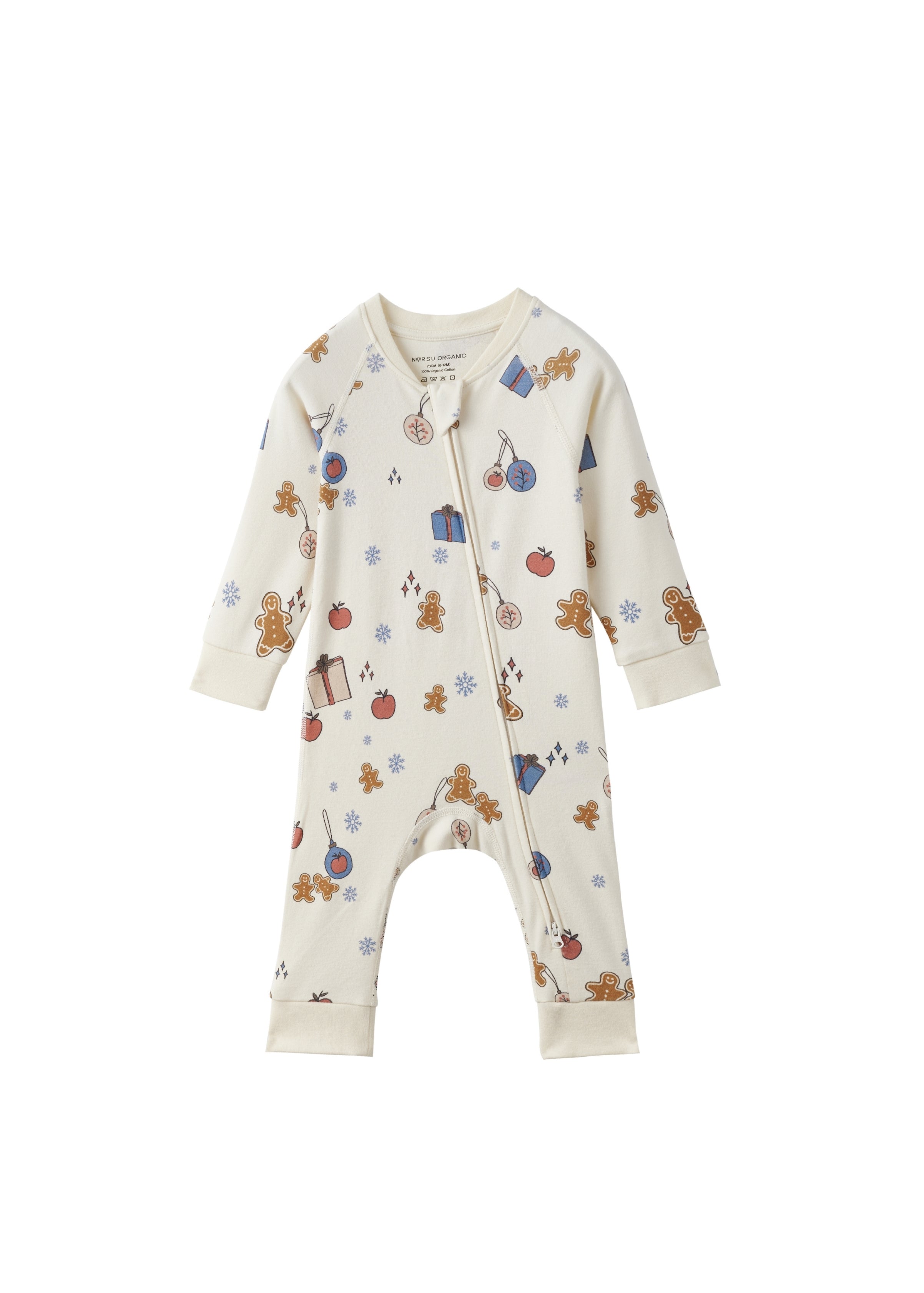front of Baby Organic Cotton Zip-up Sleeper-Holiday Joy