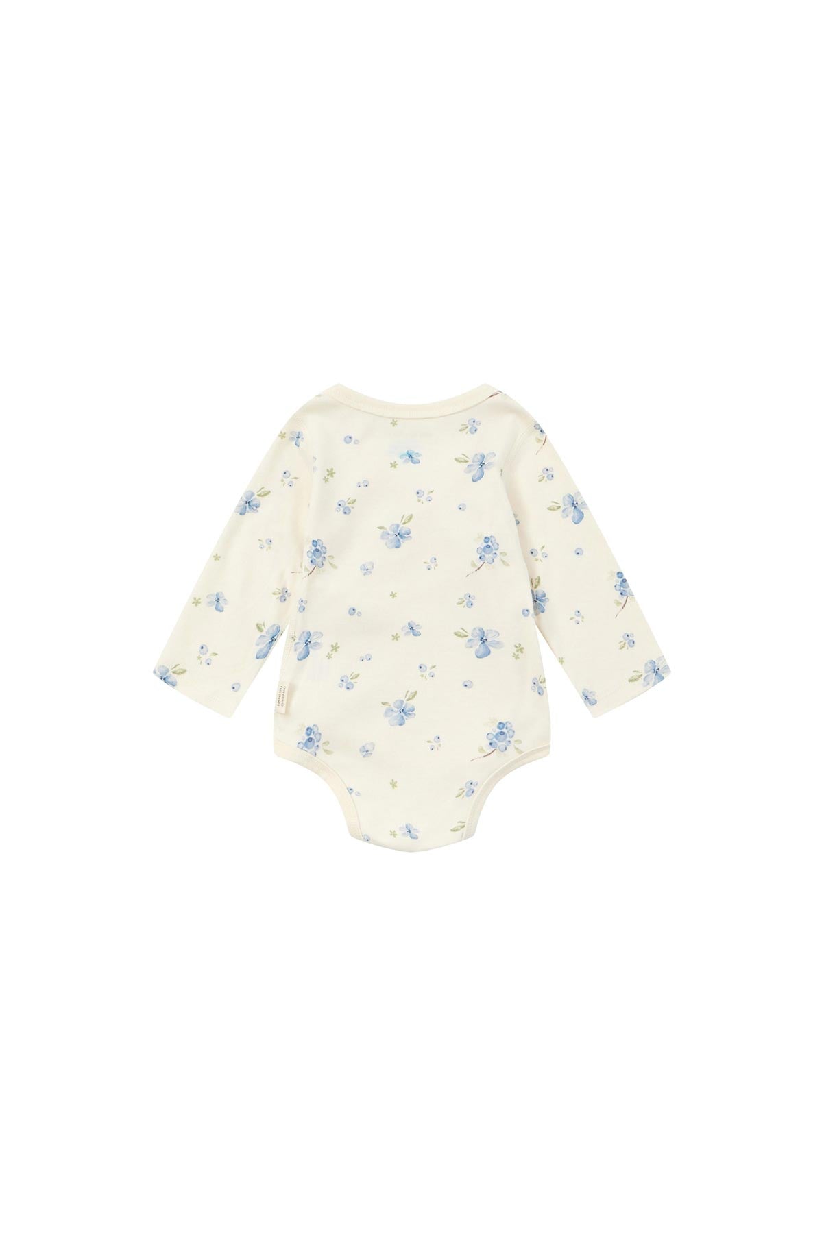 back of Baby Organic Kimono Long-sleeve Onesie-Blueberry