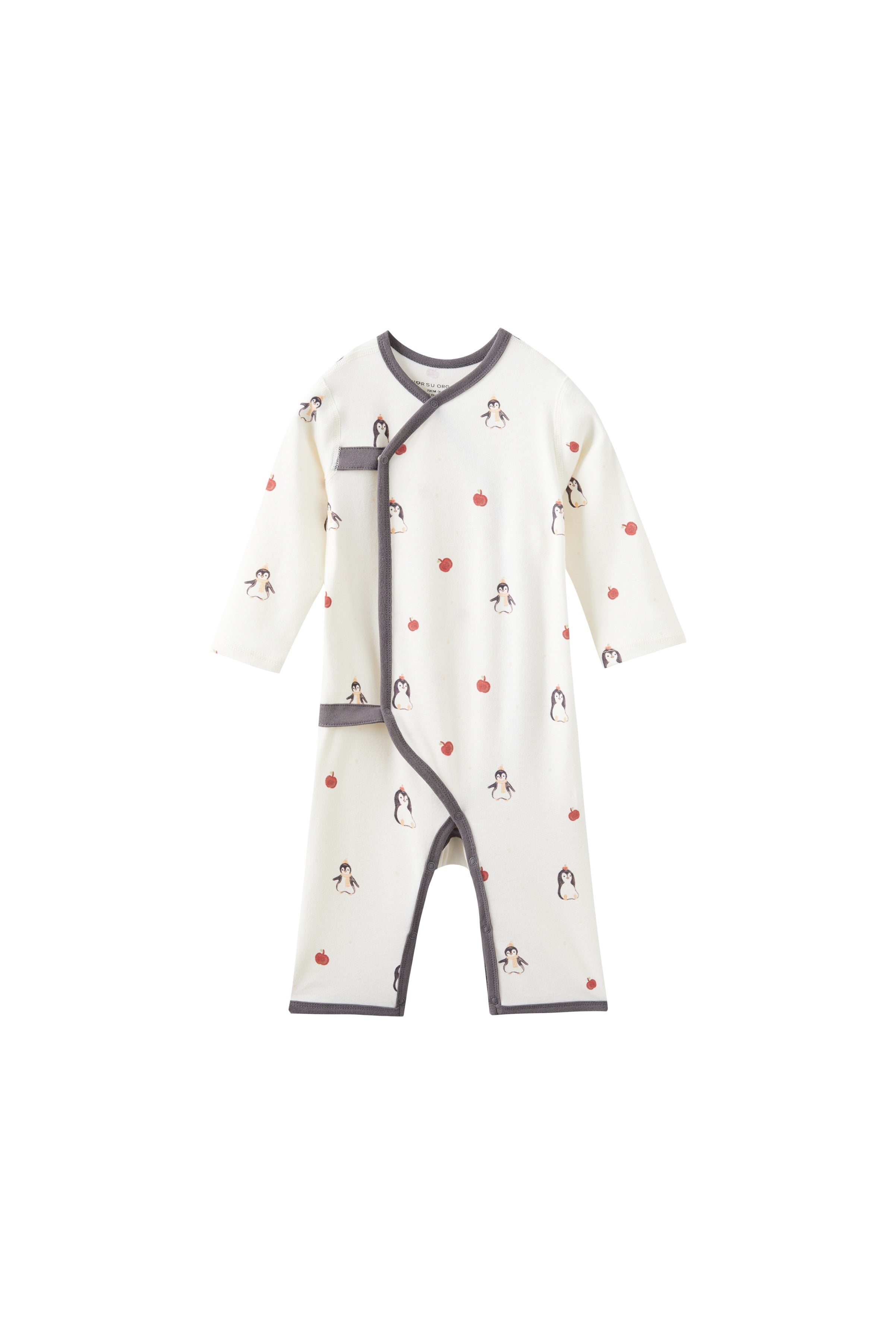 Baby sleeper with penguin pattern on a white background