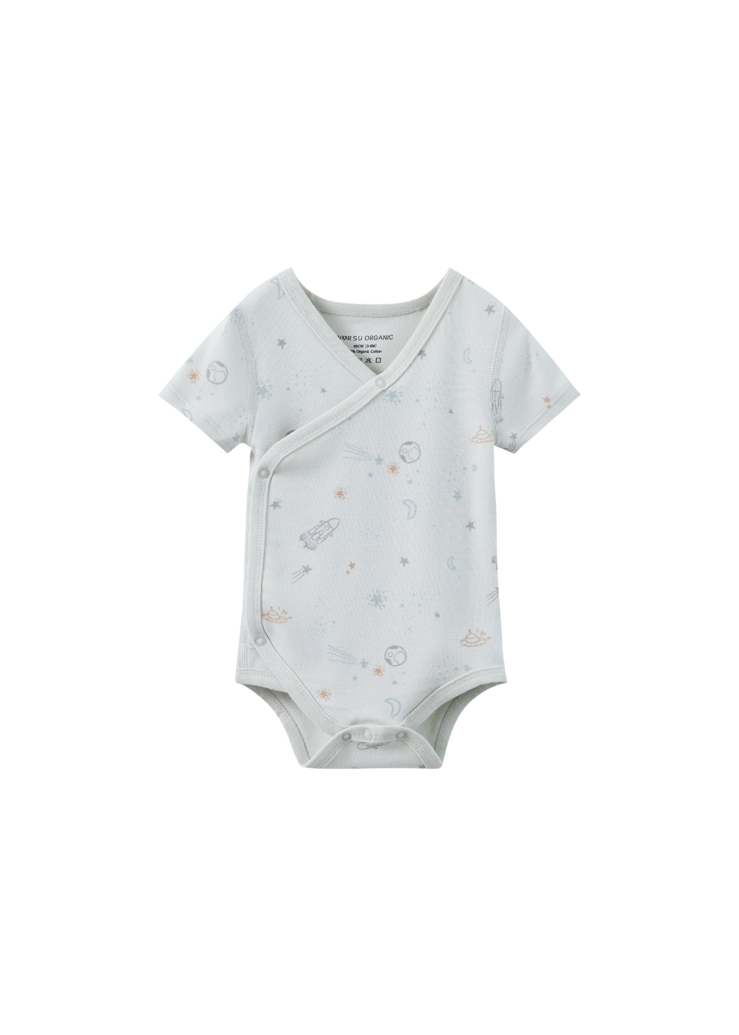 Baby Organic Kimono Short-sleeve Onesie-Space