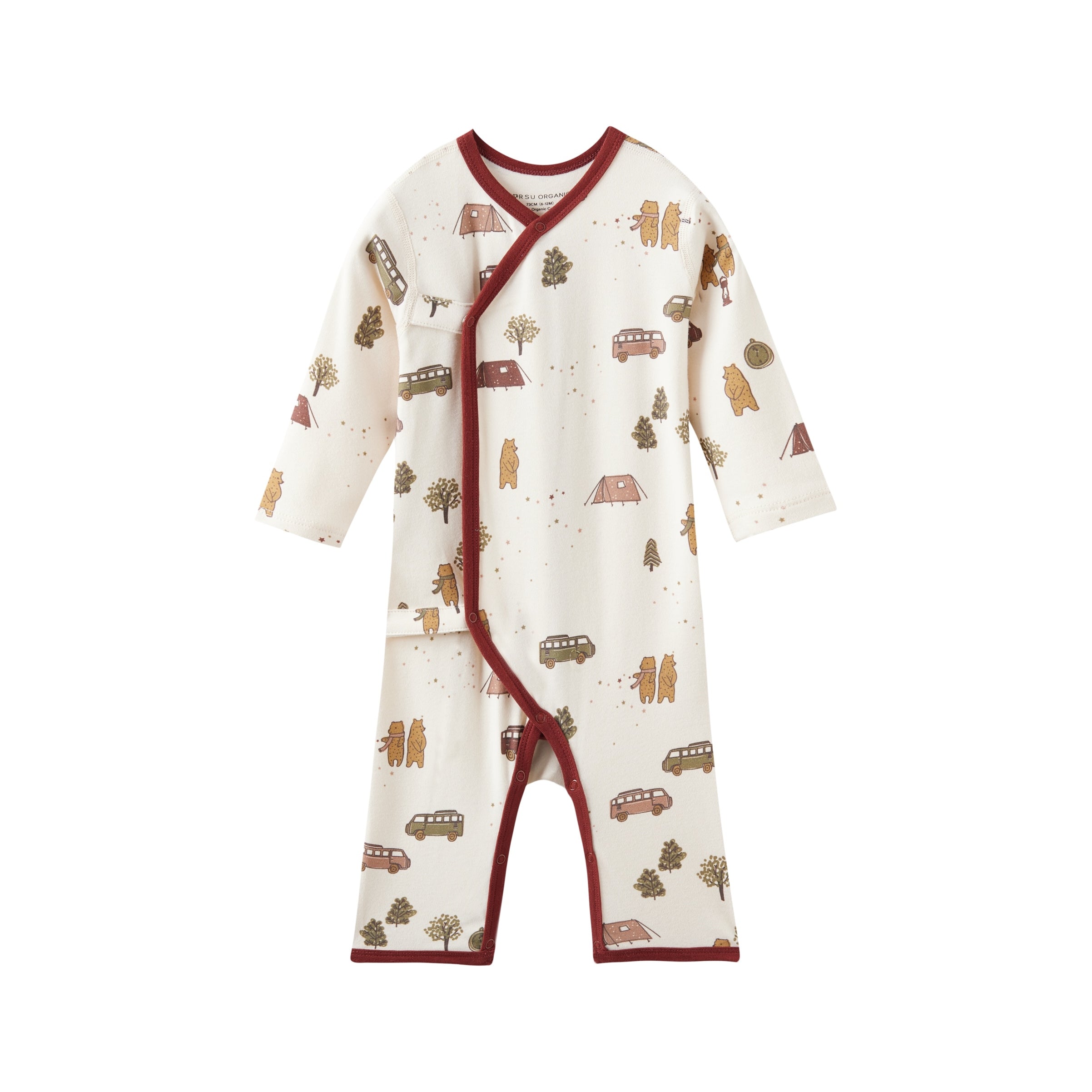 Baby sleeper with vehicle pattern on a white background