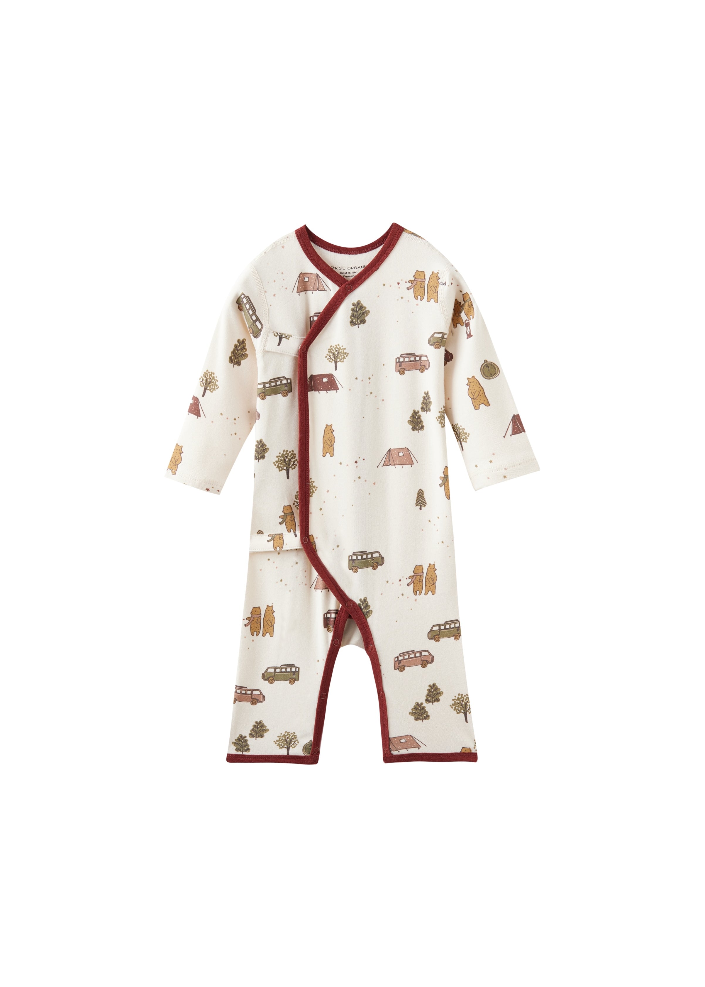 Baby sleeper with vehicle pattern on a white background
