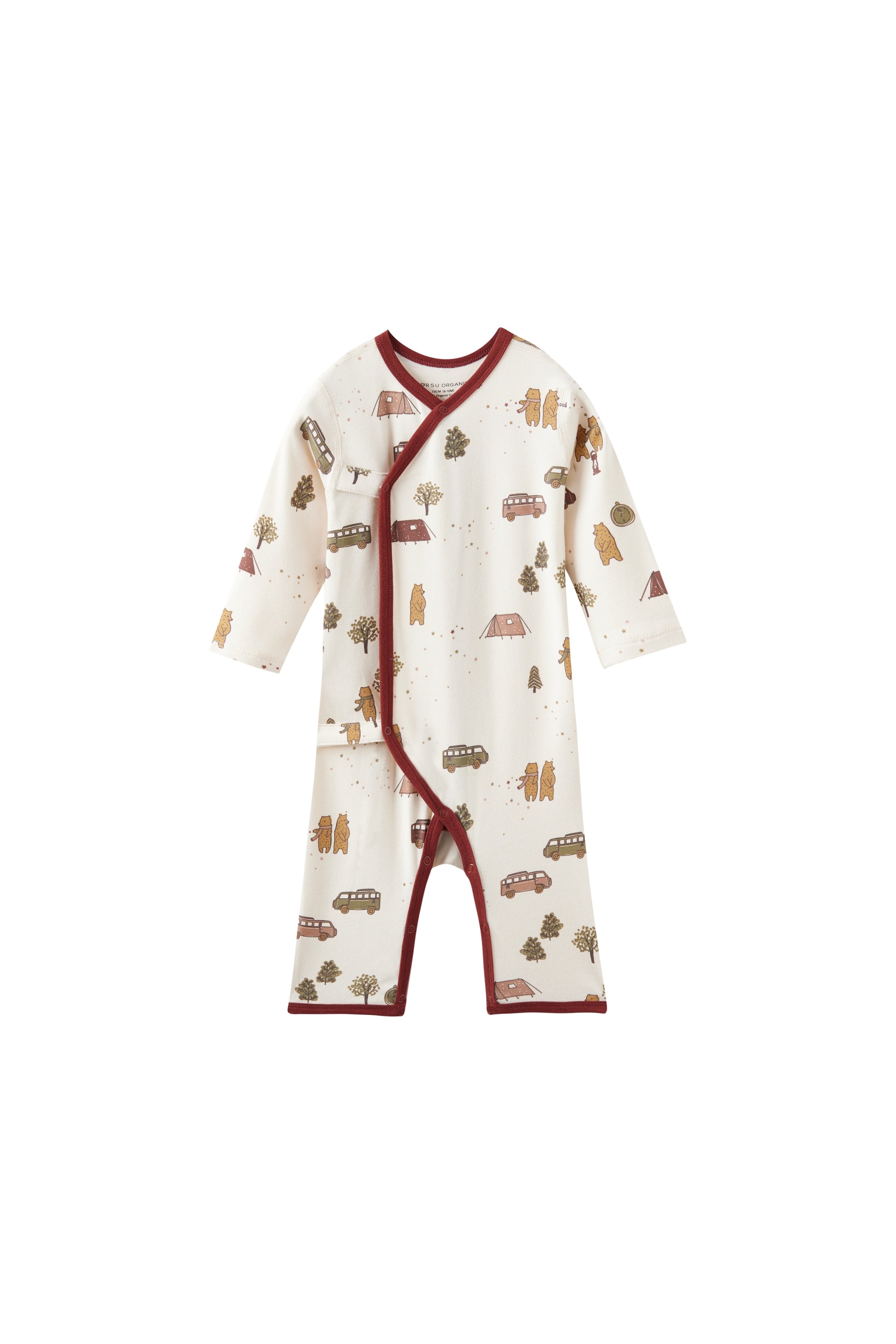 Baby sleeper with vehicle pattern on a white background