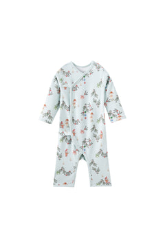 Baby sleeper with tree print on a white background