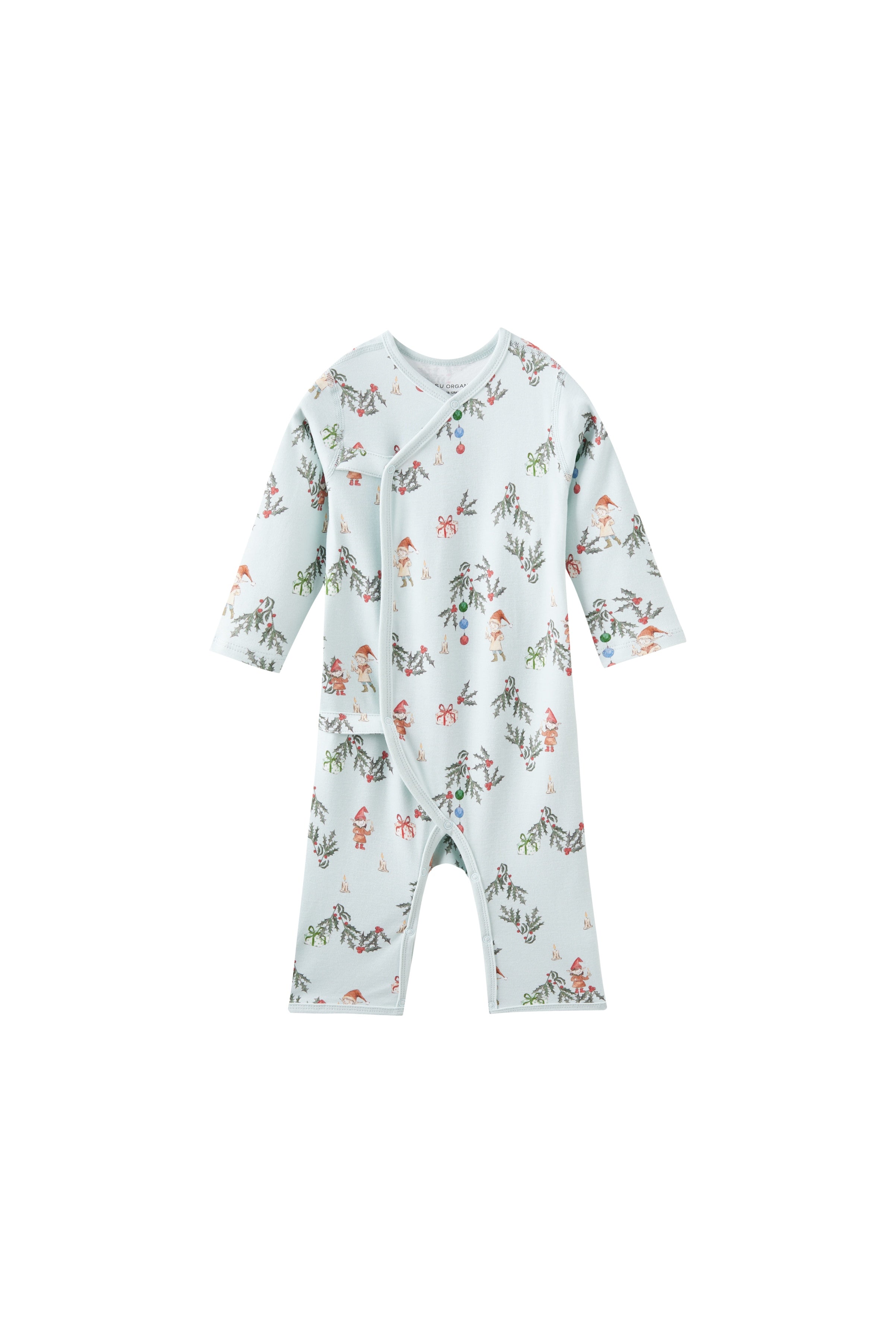 Baby sleeper with tree print on a white background