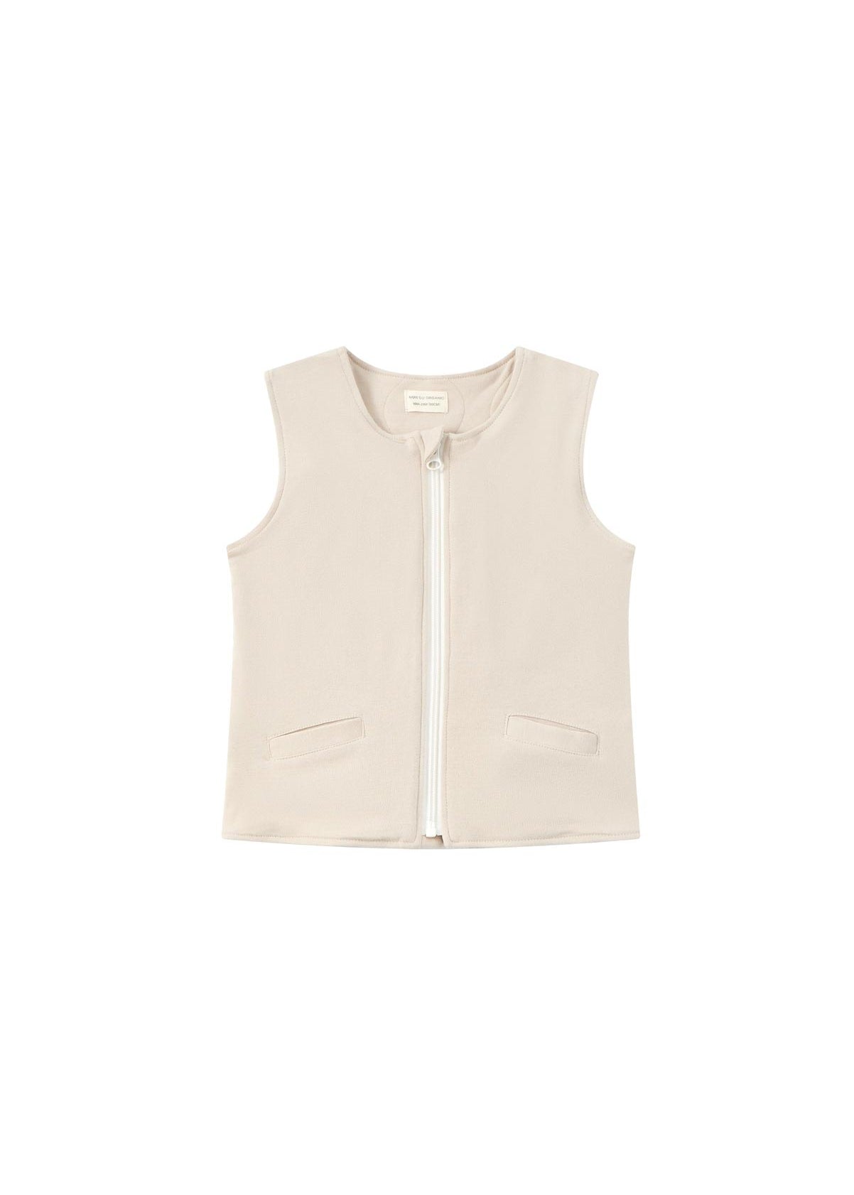 Front of Baby Organic Quilted Vest-Light Grey