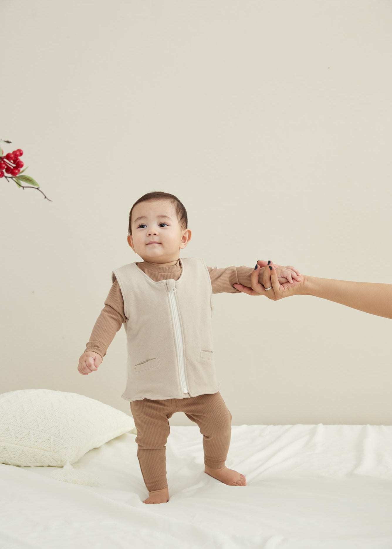 Baby Wearing Baby Organic Quilted Vest-Light Grey