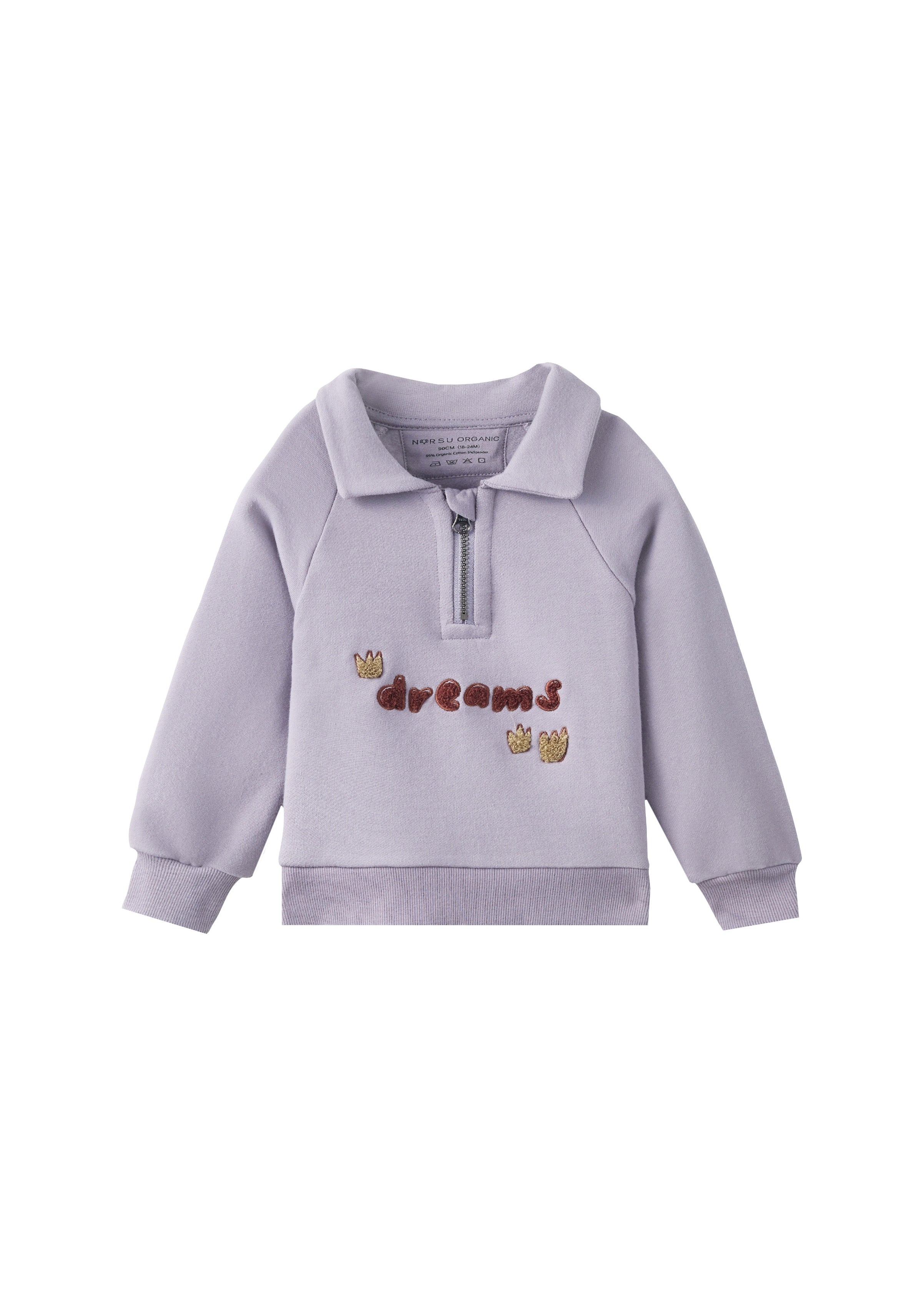 front of Toddler Organic Fleece Zip-up Sweatshirt-Dreams