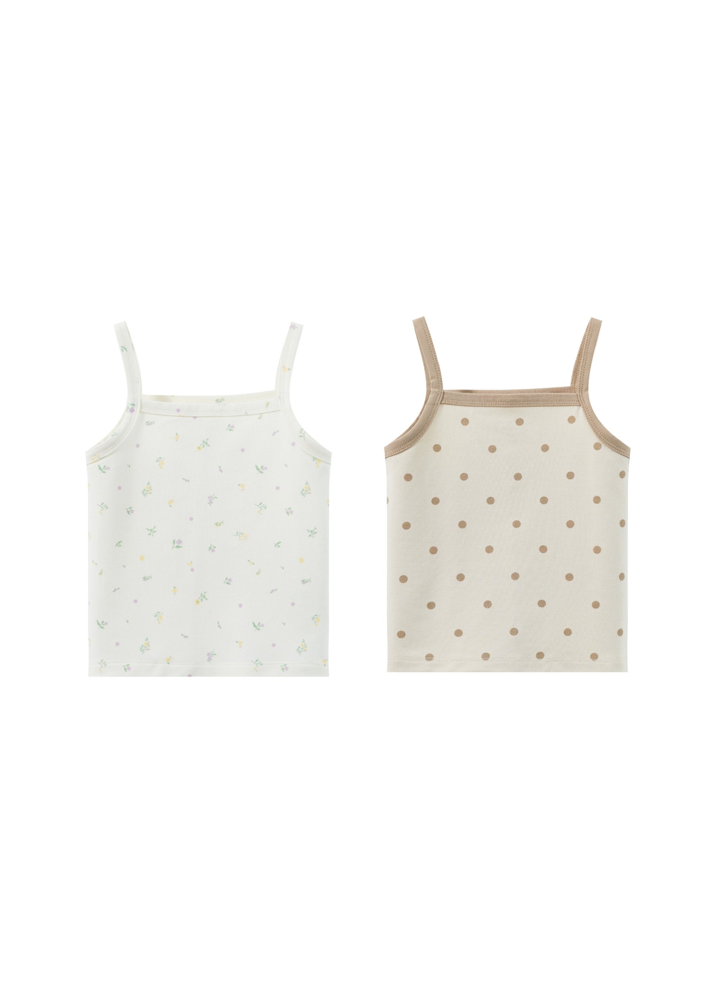 Girls Organic Bamboo 2-piece Tank Top-Cream/Almond