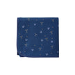 Navy blue fabric with small white patterns on a white background