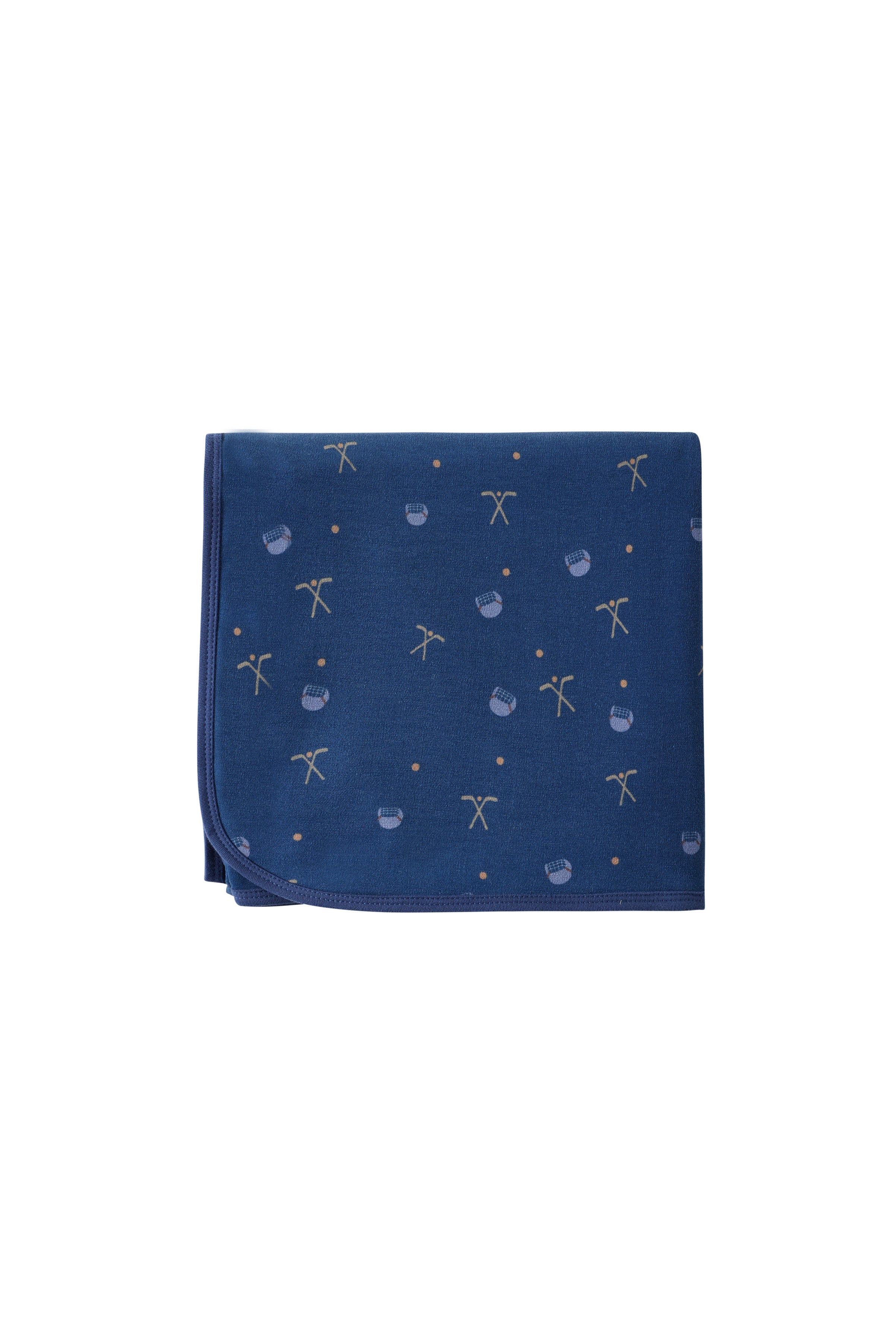 Navy blue fabric with small white patterns on a white background