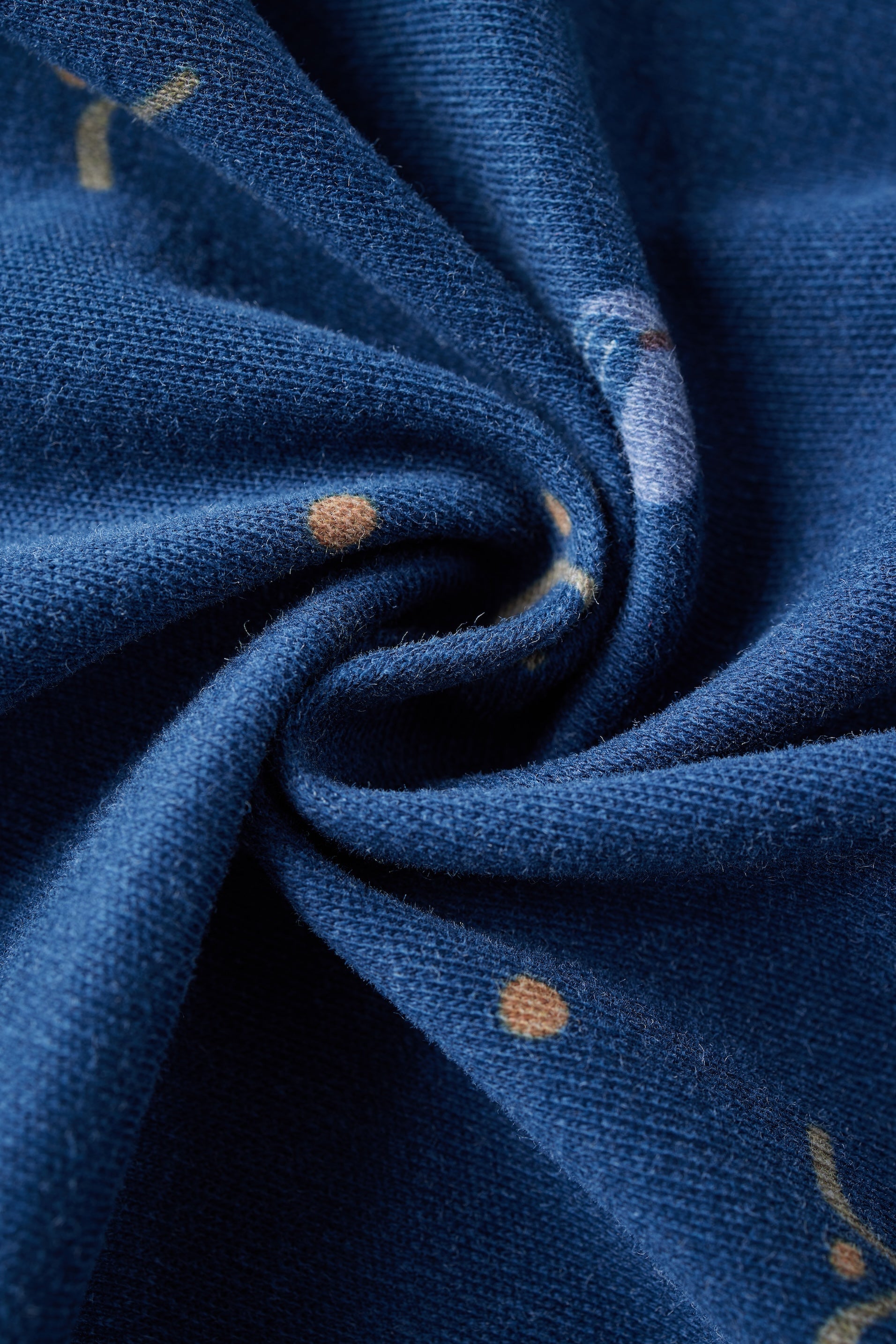 Close-up of blue fabric with hockey patterns