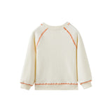 White sweater with orange trim on a white background