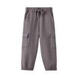 Gray cargo pants on a white background