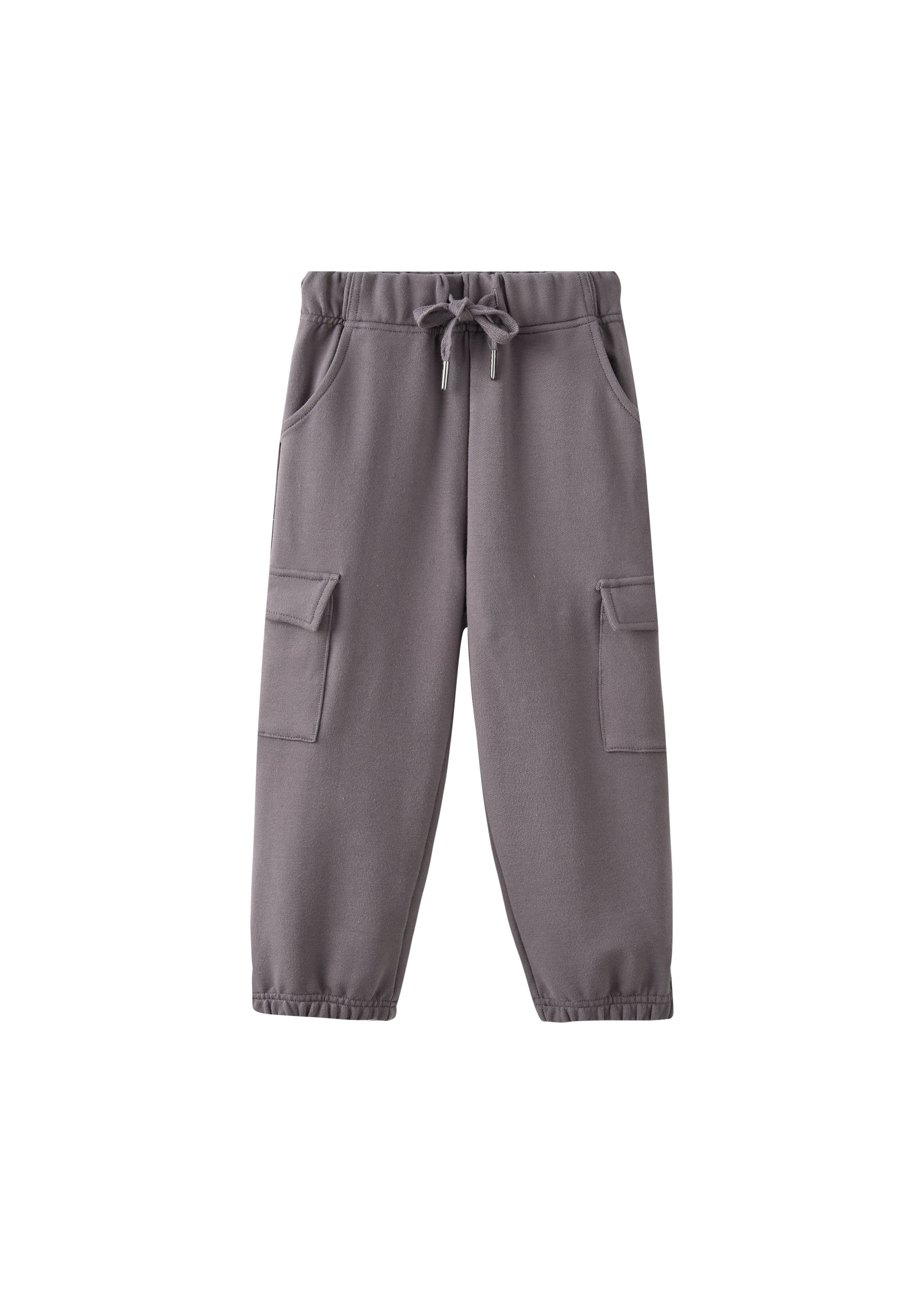 Gray cargo pants on a white background