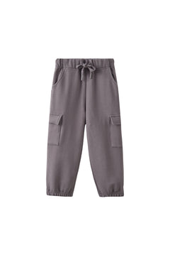 Gray cargo pants on a white background