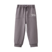 Gray sweatpants with a logo on a white background