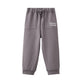 Gray sweatpants with a logo on a white background