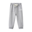 Gray sweatpants with a brand logo on a white background