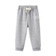 Gray sweatpants with a brand logo on a white background