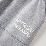 Gray sweatpants with 'NORSU Organic' logo on a white background