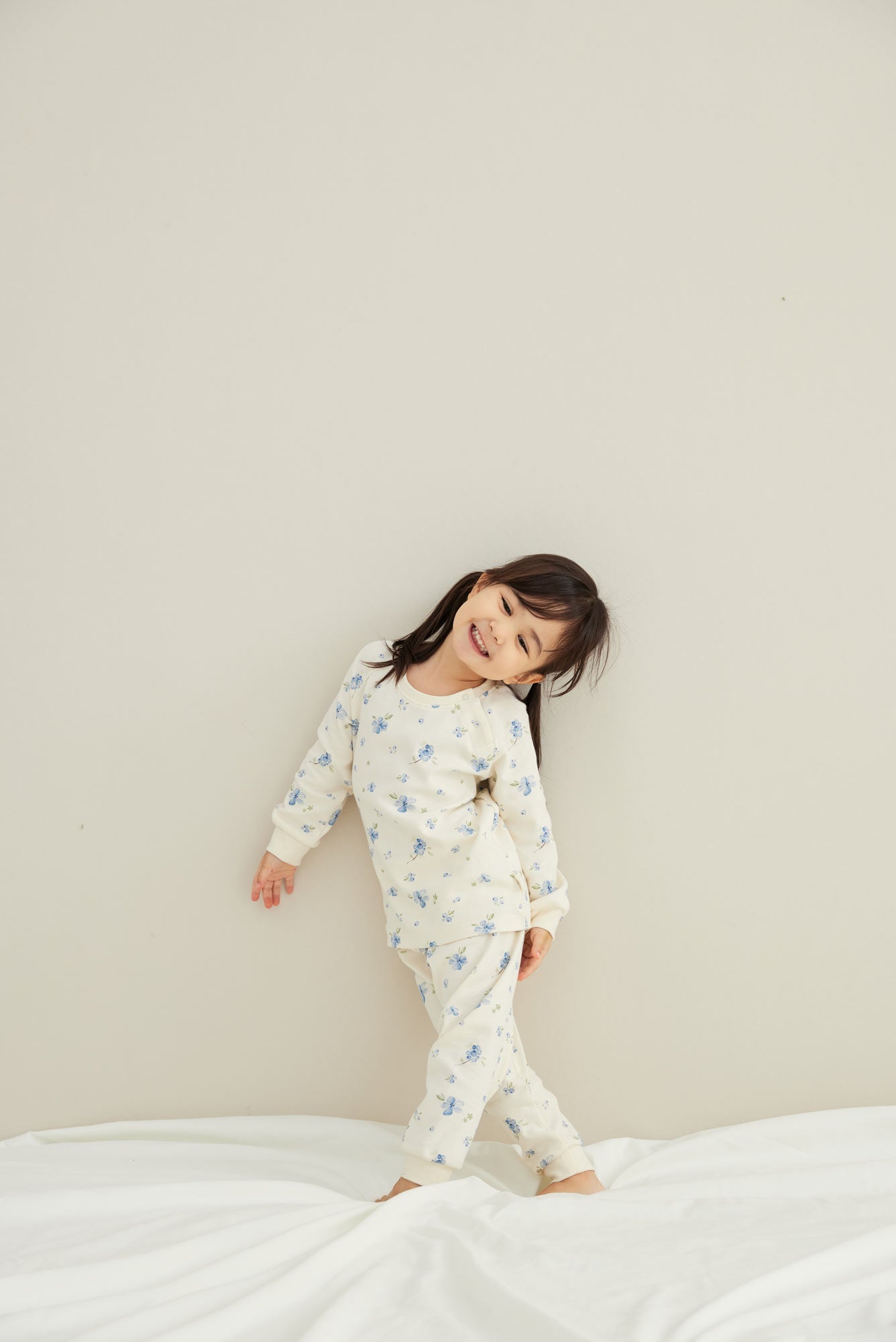 baby wearing Organic Toddler Pajama Set-Blueberry