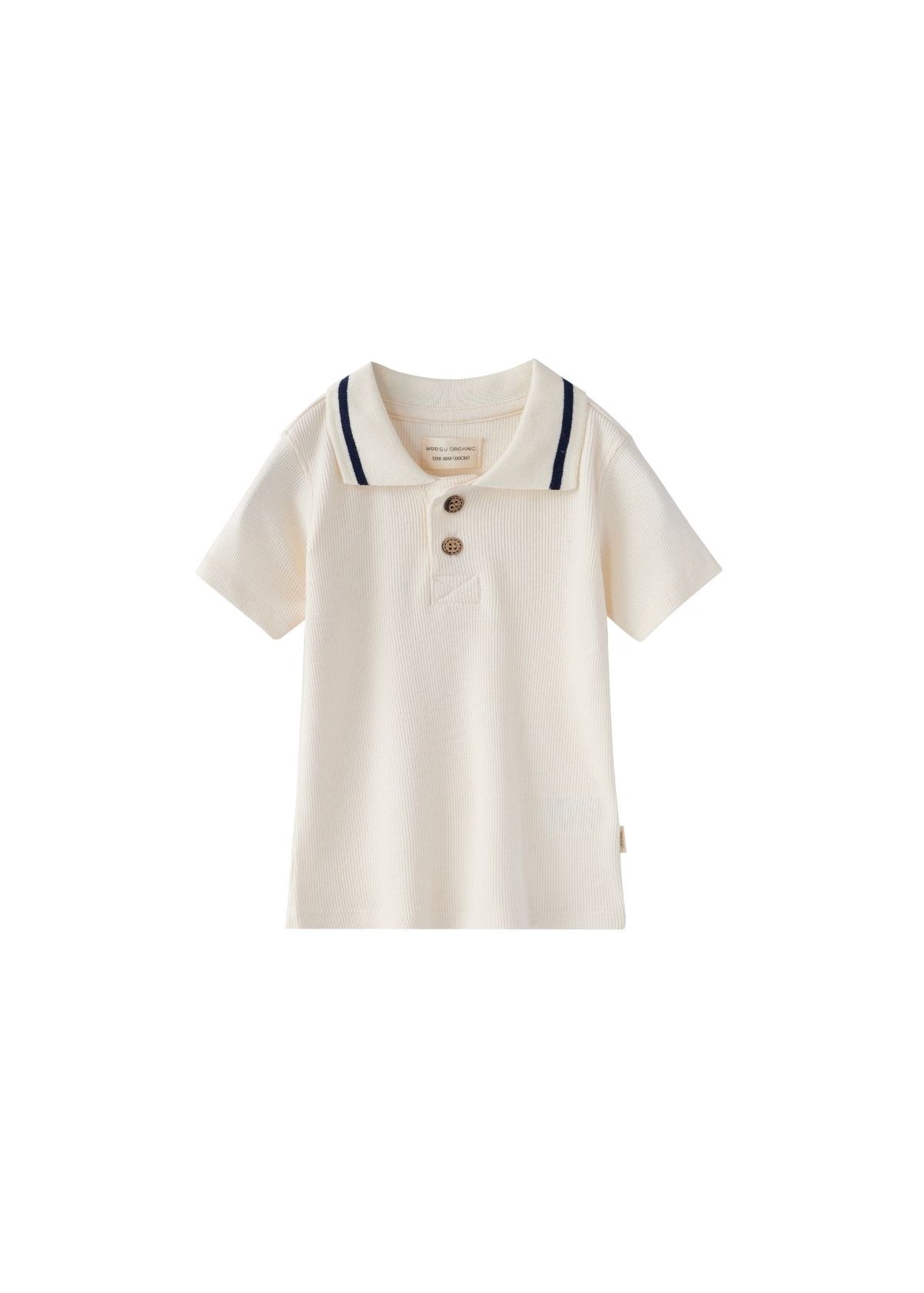 front of Toddler Bamboo Polo Shirt-Antique White