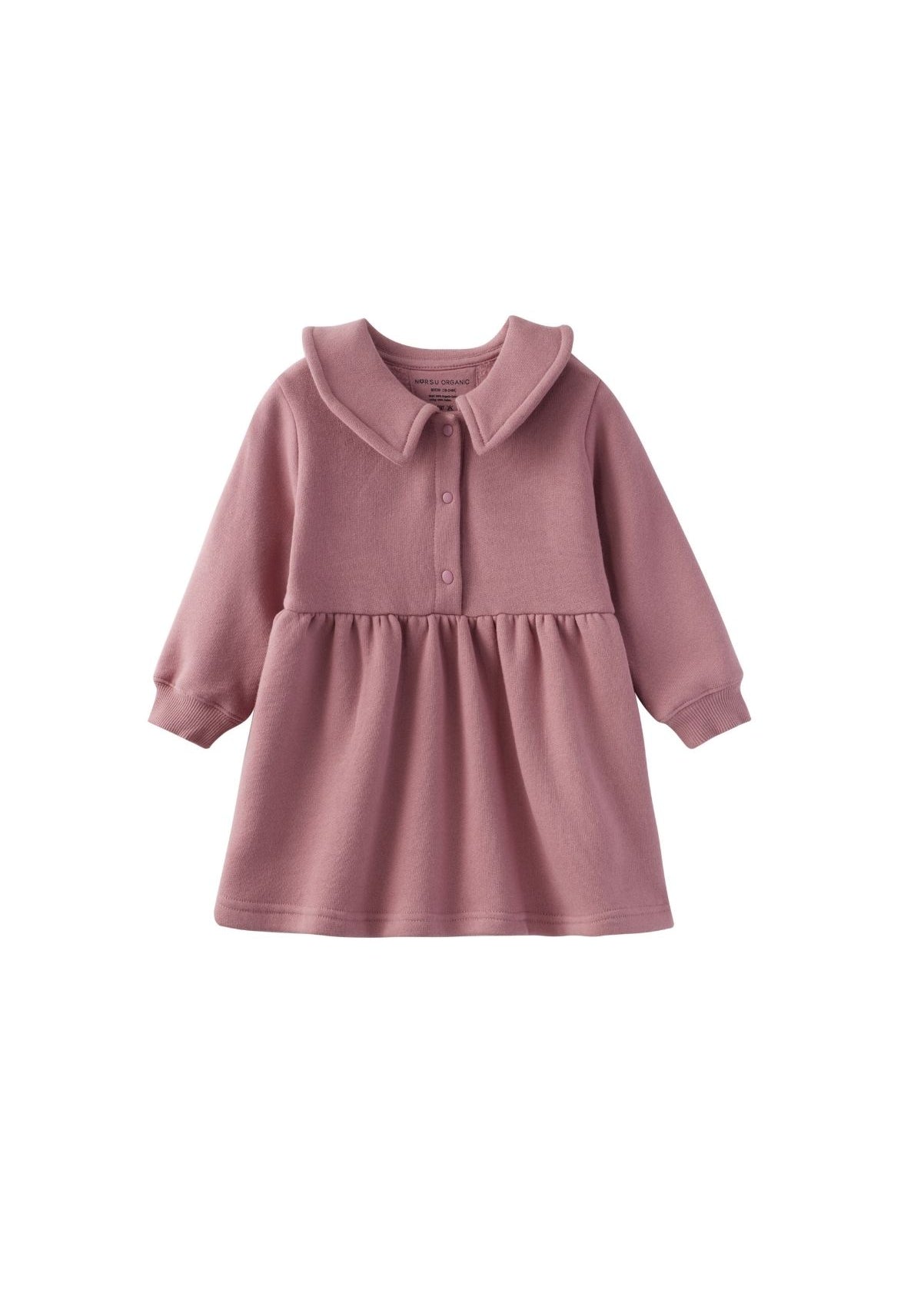 Toddler Fleece Collar Sweatshirt Dress-Ash Rose NORSU-ORGANIC