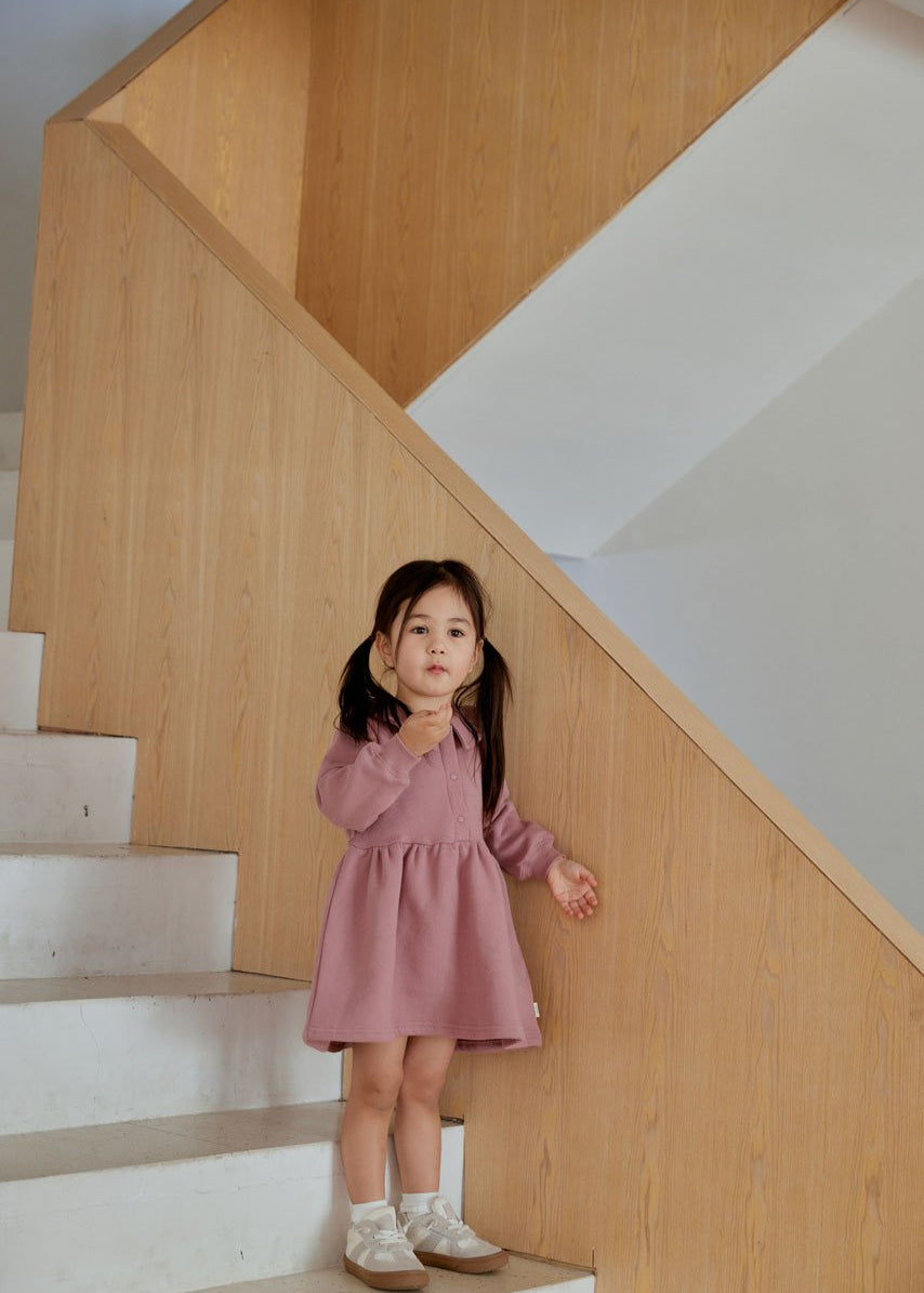 Toddler Fleece Collar Sweatshirt Dress-Ash Rose NORSU-ORGANIC