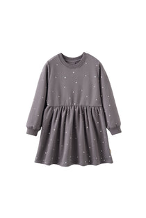 Gray dress with star pattern on a white background