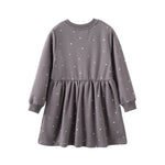 Gray dress with white polka dots on a white background