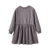 Gray dress with white polka dots on a white background