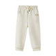 Beige sweatpants with a logo on a white background