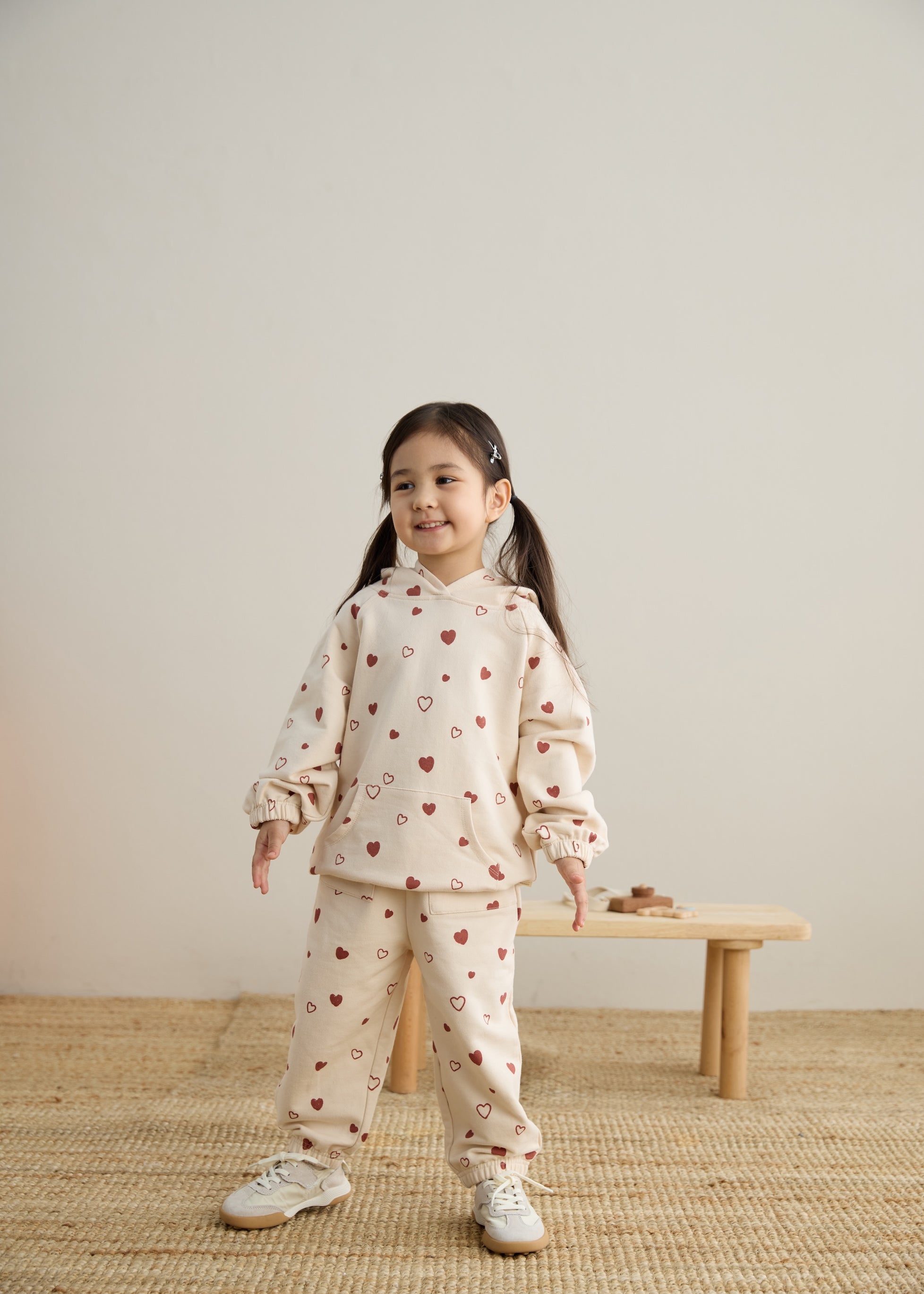 Organic Toddler Fleece Sweatpant-Hearts